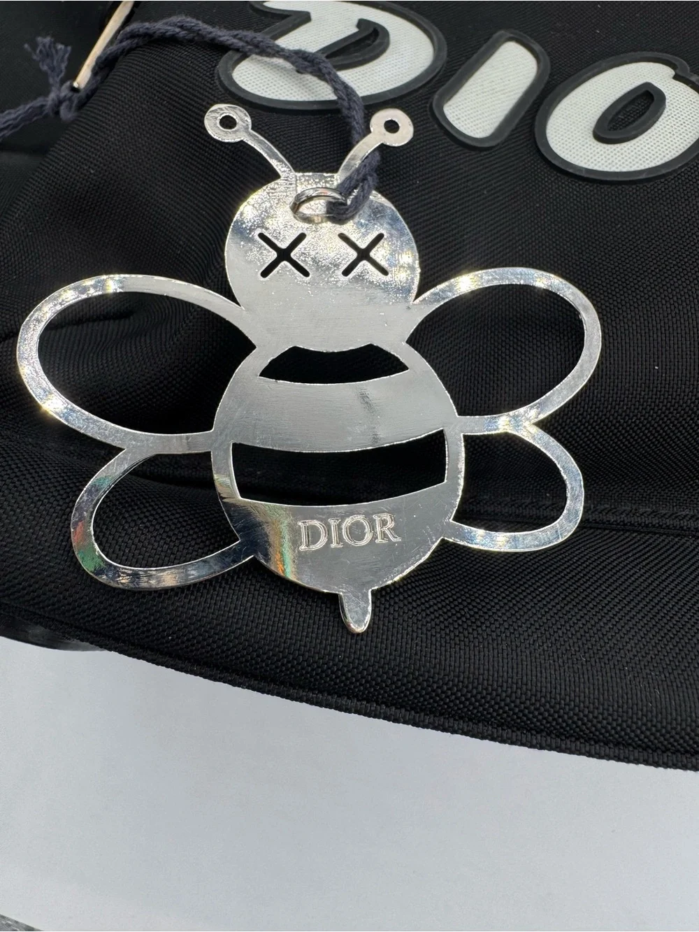 Dior x KAWS Rider Nylon Backpack with Pink Bee Limited Edition 2019 Black Whitw
